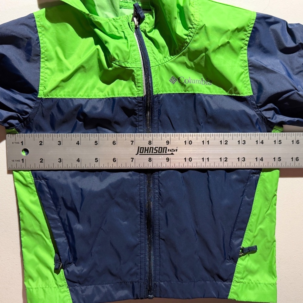 Columbia Boys XXS 4/5 Lightweight Windbreaker Jacket Blue Green Hooded Gorpcore - Picture 5 of 8